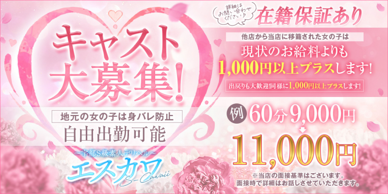 S-Cawaii(エスカワ)~宇部S級素人系デリヘル~〔求人募集〕